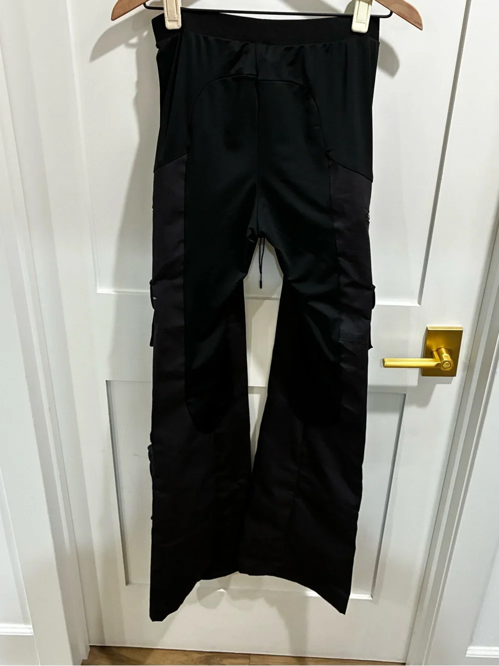 NWT Namilia Techno Stretch Cargo Pants Lace Up Front Multi Pocket Black Large